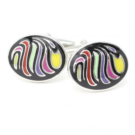 オーバル・カラフルアートのカフス(カフリンクス/カフスボタン)