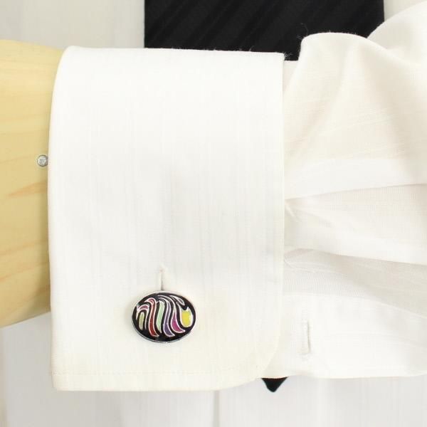 オーバル・カラフルアートのカフス(カフリンクス/カフスボタン)