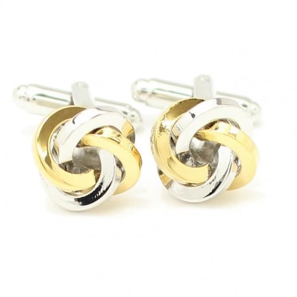 シルバー×ゴールドの結び目カフス(カフリンクス/カフスボタン)