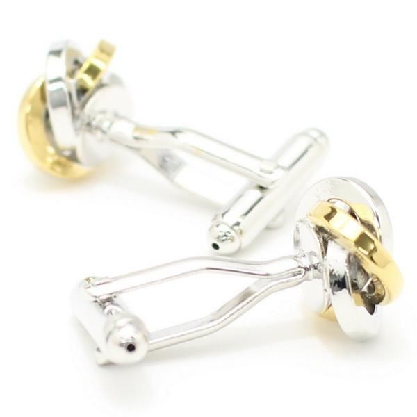 シルバー×ゴールドの結び目カフス(カフリンクス/カフスボタン)