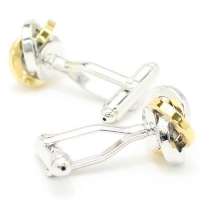 シルバー×ゴールドの結び目カフス(カフリンクス/カフスボタン)