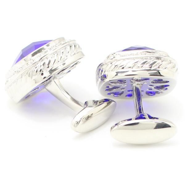 スクエア・きらきらストーン×ブルーストーンのカフス(カフリンクス/カフスボタン)