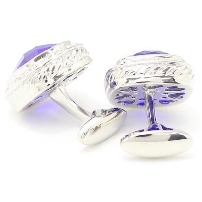 スクエア・きらきらストーン×ブルーストーンのカフス(カフリンクス/カフスボタン)