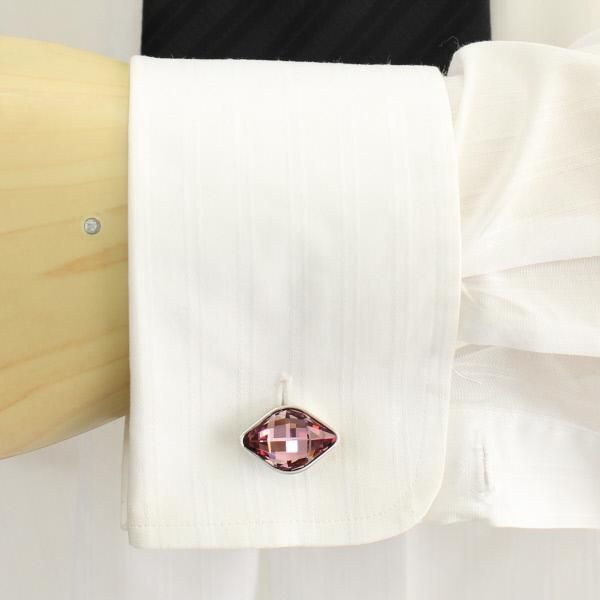 【サイモン･カーター】LEMON・スワロフスキークリスタル・ピンクのカフス(カフリンクス/カフスボタン)