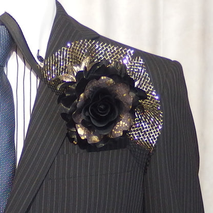 Available in 4 Colors Men's Corsage Gold Lame Gorgeous Flower Corsage for Men