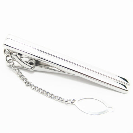 Engravable / Tie Bar with Chain - 2 Colors / Glossy Line (Tie Bar)