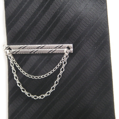 4 Types in Total - Tie Clip with a Striped Design - with/without Chain Tie Clip
