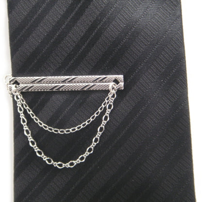 4 Types in Total - Tie Clip with a Striped Design - with/without Chain Tie Clip