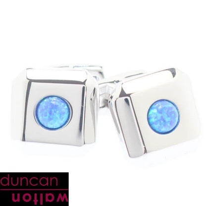 【Duncan Walton】OPAL・スクエア・ブルーオパールのカフス(カフリンクス/カフスボタン)