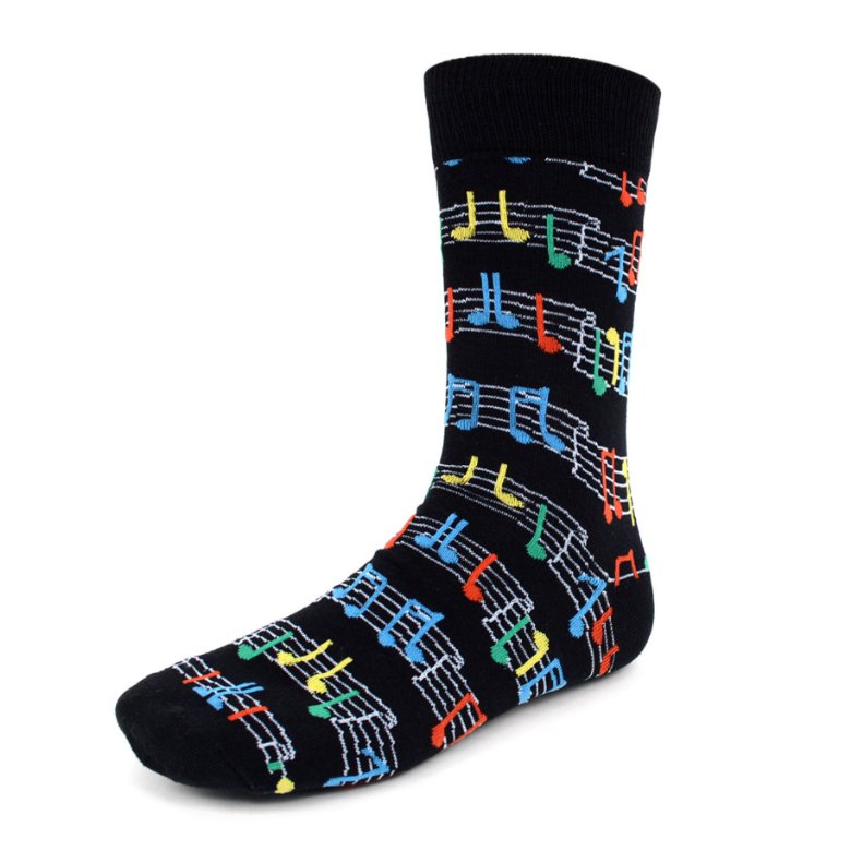 音符 音楽 楽譜 カラフル ユニーク 面白 おもしろ コミック 靴下 メンズ ソックス メンズソックス